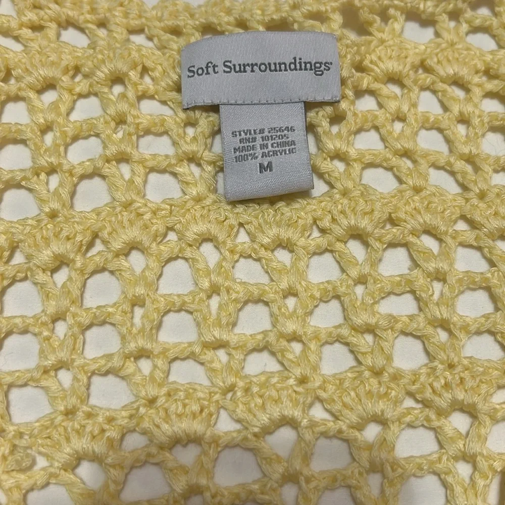 Soft Surroundings Light Yellow Crochet Women's Sweater M - Picture 2 of 5